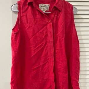 Rosettes Red Button Up Short Sleeve/ Tank Top Size Large